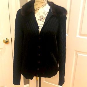 Privet Cashmere Cardigan Mink Collar Size L